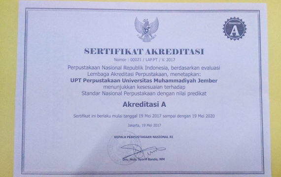 Akreditasi Perpustakaan Universitas Muhammadiyah Jember 2017